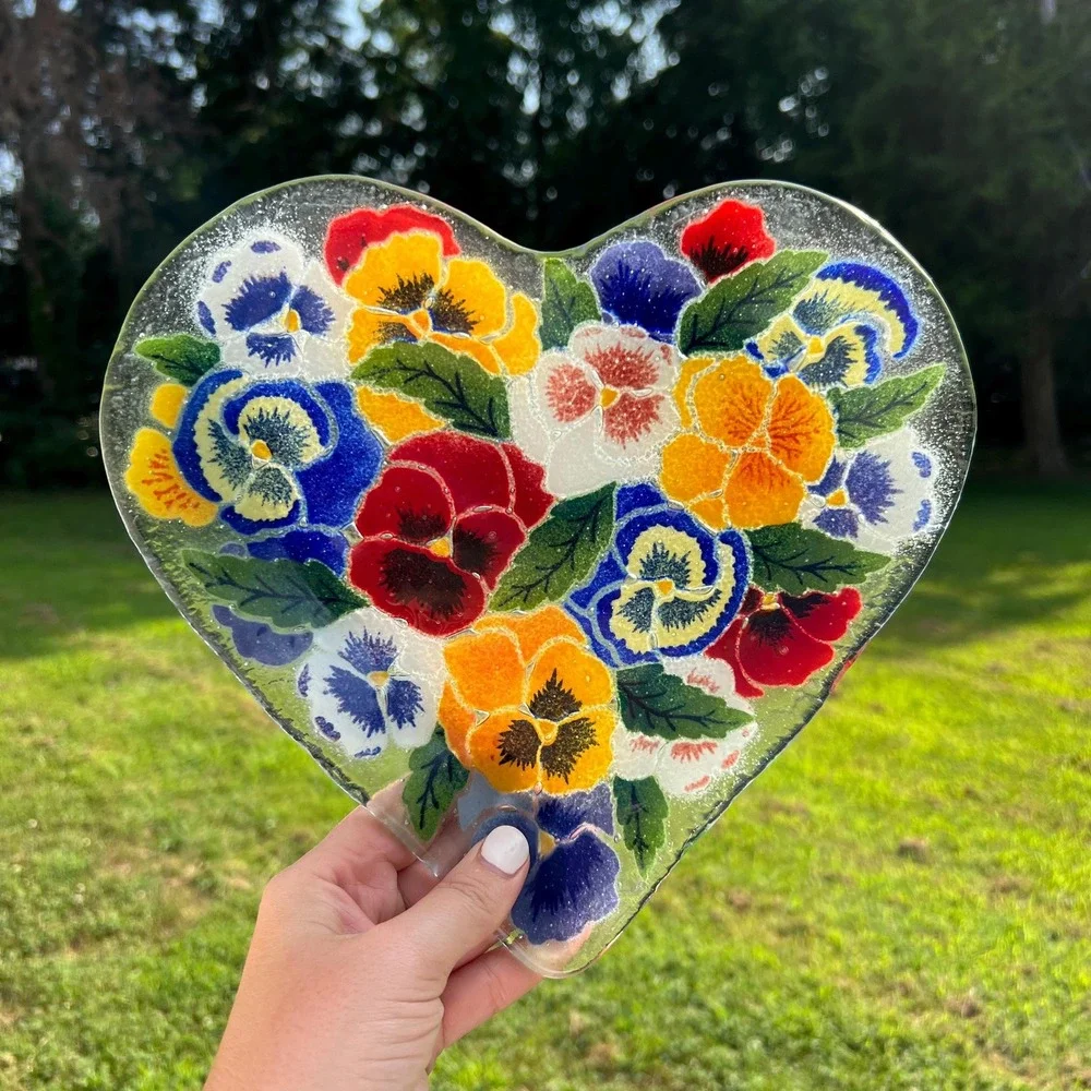 Peggy Karr Heart-Shaped Floral Plate Dish | Signed